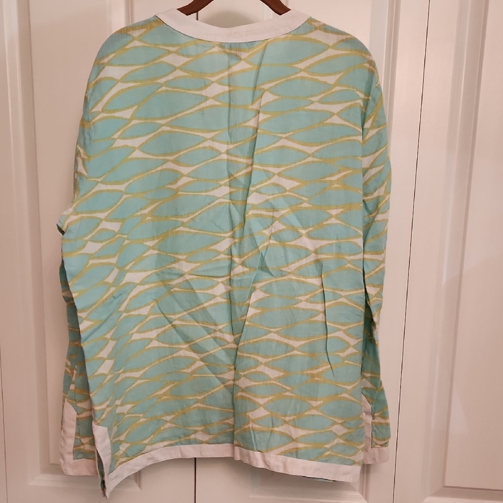 Lands' End Aqua and White Tunic Top - Picture 5 of 11